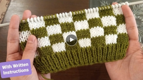 Checkered Shoulder Bag Stitch Pattern tutorial | Easy Knitting Pattern With Written Instructions