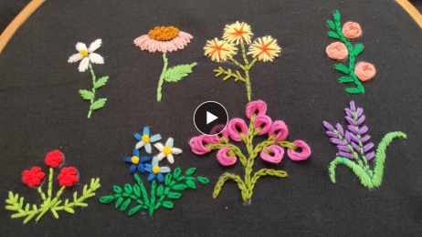 Hand Embroidery : 8 Different Mini Flowers ideas / Pretty Flowers/ Minimal Embroidery Ideas