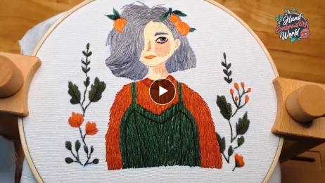 Hand Embroidery World - Orange Girl Embroidery - Embroidery Ideas
