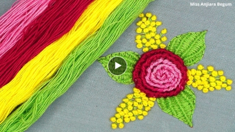 Hand Embroidery Ideas, Hand Embroidery Designs of a cute flower pattern||Miss Anjiara Begum