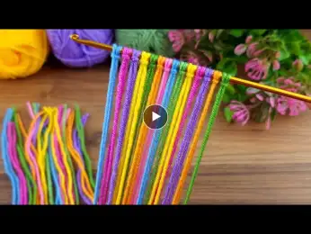 Look here! I made something very easy with colorful yarns, let's watch #crochet #knitting