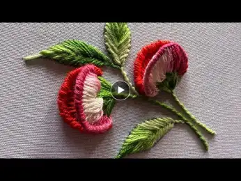 Most beautiful 3D flower design|how to start hand embroidery flower design|kadhai design