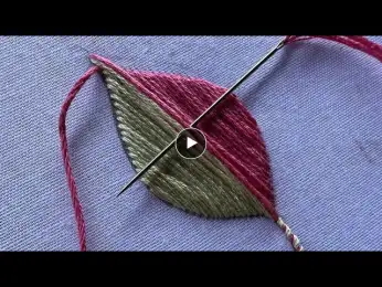 Very attractive leaf hand embroidery design|how to start hand embroidery design|kadhai kaise kare