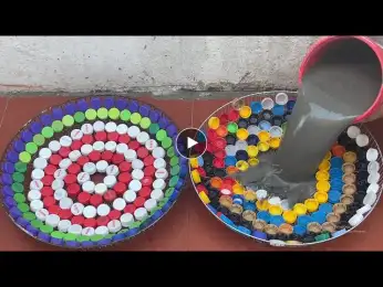 Amazing Ideas . How To Make A Unique Coffee Table From Bottle Caps And Cement .Decorate Your Home .
