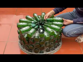 Glass Bottles Table / Recyclart /Make Coffee Table And Chairs From Glass Bottles Very Easy .