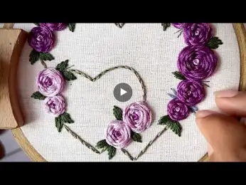 Heart wreath embroidery tutorial || Embroidery for Beginners || Let’s Explore