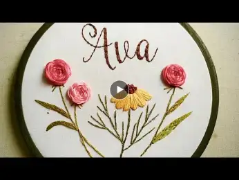 Letter and flowers embroidery tutorial || Embroidery for Beginners || Let’s Explore