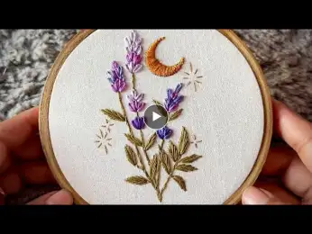 Moon and Lavender embroidery tutorial || Embroidery for Beginners || Let’s Explore