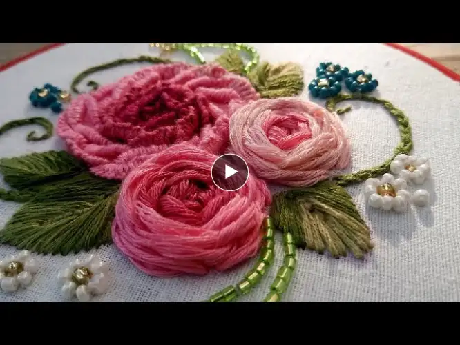 3D Flowers Hand Embroidery Process | Embroidery Tutorial | Bead Embroidery