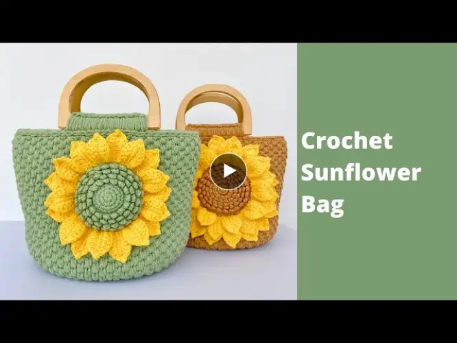 Crochet Bag with Sunflower Tutorial | Crochet Flower Beginner Tutorial
