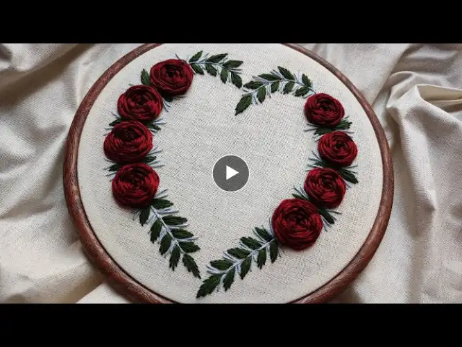 Hand embroidery for beginners || Floral heart wreath embroidery tutorial || Let's Explore