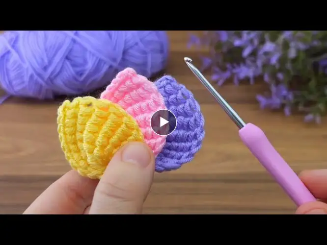 I made a very easy Tunisian crochet flower, let's watch #tunisiancrochet #knitting