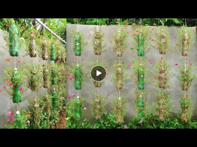 Wonderful Hanging Garden from Plastic Bottles, Remarkable Recycled Gardening Ideas